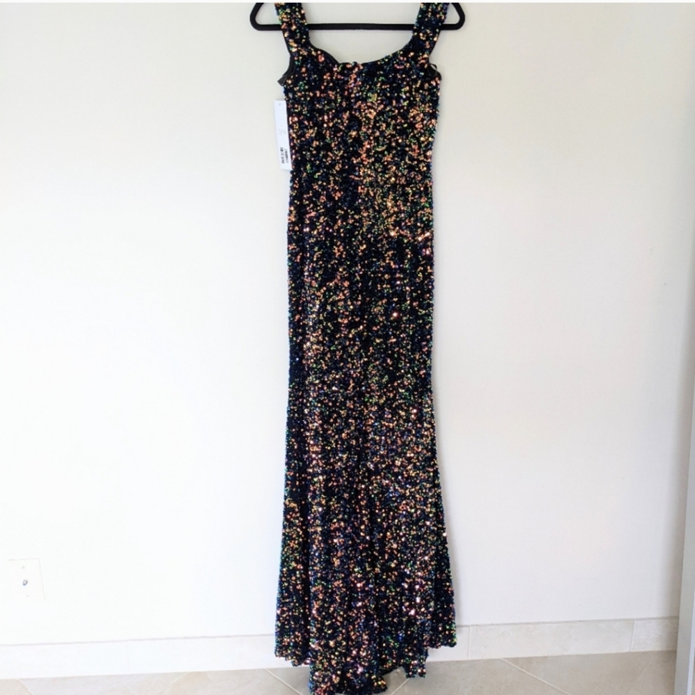JOVANI New Black Sequined Formal Evening Dress Gown Size 4 - Picture 12 of 14